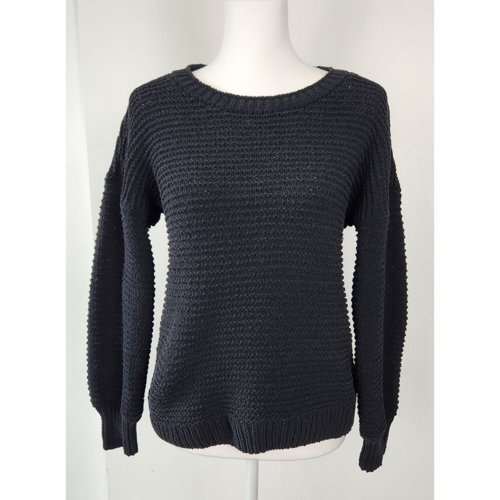 Abercrombie & Fitch Women's Black Waffle Knit Loose‎ Weave Sweater, Lg, Preppy